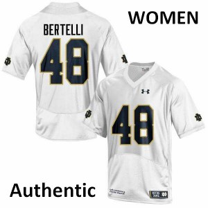 Womens Irish #48 Angelo Bertelli White Authentic Football Jerseys 495357-821