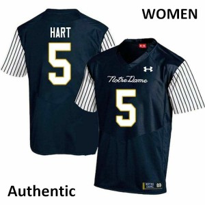 Women University of Notre Dame #5 Cam Hart Navy Blue Alternate Authentic Stitched Jersey 302152-810