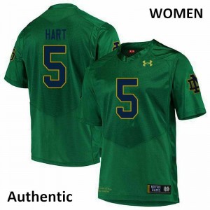 Womens Notre Dame Fighting Irish #5 Cam Hart Green Authentic Official Jersey 812166-107