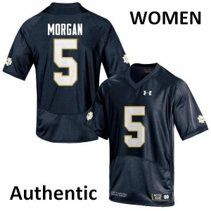 Womens Irish #5 Nyles Morgan Navy Blue Authentic Football Jerseys 349651-796