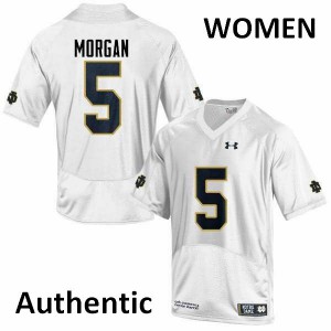 Women's Notre Dame #5 Nyles Morgan White Authentic Stitched Jersey 736213-323