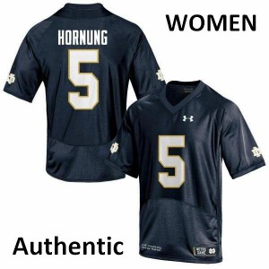 Women's UND #5 Paul Hornung Navy Blue Authentic Player Jerseys 171271-874