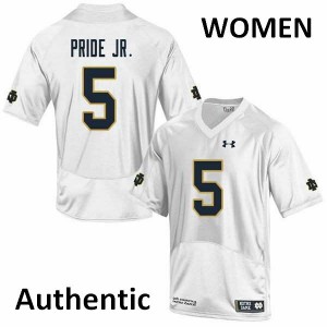 Womens Notre Dame Fighting Irish #5 Troy Pride Jr. White Authentic Alumni Jersey 588998-272