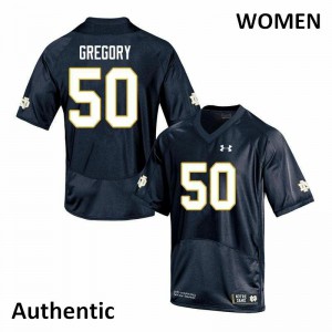 Womens Notre Dame #50 Reed Gregory Navy Authentic Stitched Jersey 427833-901