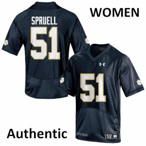 Womens University of Notre Dame #51 Devyn Spruell Navy Blue Authentic Embroidery Jerseys 302313-273