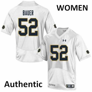 Women Fighting Irish #52 Bo Bauer White Authentic Football Jersey 953157-757