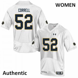 Womens Irish #52 Zeke Correll White Authentic Official Jerseys 251382-763