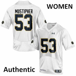 Womens Irish #53 Sam Mustipher White Authentic Official Jerseys 482901-617