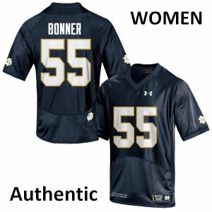 Womens University of Notre Dame #55 Jonathan Bonner Navy Blue Authentic Stitch Jersey 433037-965