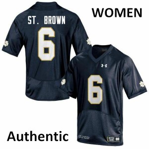 Womens Notre Dame Fighting Irish #6 Equanimeous St. Brown Navy Blue Authentic NCAA Jersey 705373-424