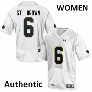 Women University of Notre Dame #6 Equanimeous St. Brown White Authentic High School Jersey 648681-139