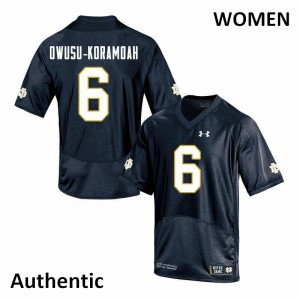Womens University of Notre Dame #6 Jeremiah Owusu-Koramoah Navy Authentic Football Jerseys 900559-122