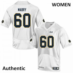 Women's Fighting Irish #60 Cole Mabry White Authentic Embroidery Jerseys 910314-559