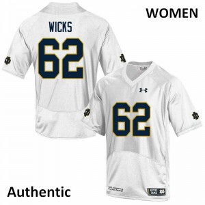 Women's Notre Dame #62 Brennan Wicks White Authentic Embroidery Jersey 611351-208