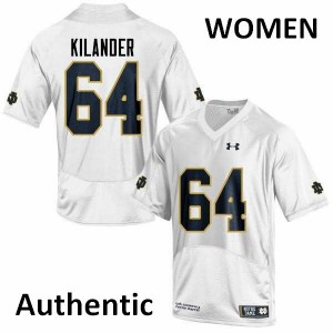 Women Fighting Irish #64 Ryan Kilander White Authentic NCAA Jersey 635465-467