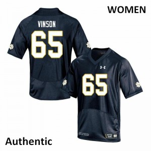 Women Notre Dame #65 Michael Vinson Navy Authentic Embroidery Jersey 677553-875
