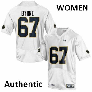 Women Notre Dame Fighting Irish #67 Jimmy Byrne White Authentic Stitch Jersey 284576-171