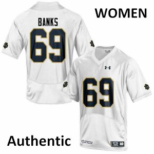 Women Notre Dame #69 Aaron Banks White Authentic Stitch Jersey 412691-445
