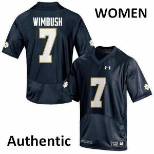 Women's UND #7 Brandon Wimbush Navy Blue Authentic Player Jersey 831904-722