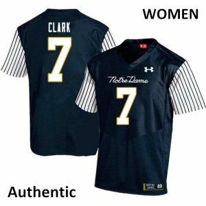Womens UND #7 Brendon Clark Navy Blue Alternate Authentic Stitched Jersey 255970-828