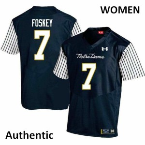 Women UND #7 Isaiah Foskey Navy Blue Alternate Authentic Football Jersey 859206-585