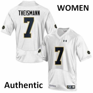 Womens UND #7 Joe Theismann White Authentic NCAA Jersey 975843-214