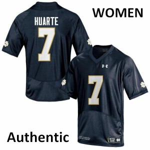 Women's Fighting Irish #7 John Huarte Navy Blue Authentic Stitched Jerseys 492456-924