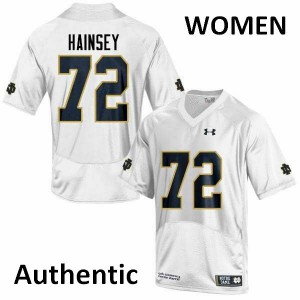 Women's Notre Dame #72 Robert Hainsey White Authentic Embroidery Jerseys 120650-304