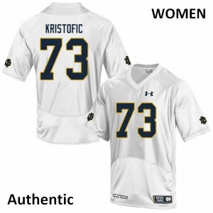 Womens Fighting Irish #73 Andrew Kristofic White Authentic Stitch Jersey 304748-627