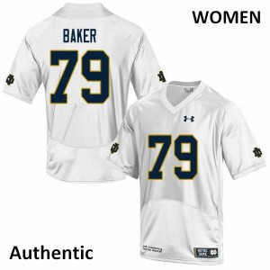Women's University of Notre Dame #79 Tosh Baker White Authentic Embroidery Jerseys 694979-782