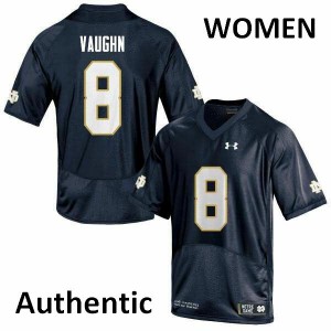 Womens Notre Dame #8 Donte Vaughn Navy Authentic Stitched Jerseys 931464-742