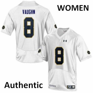 Womens Irish #8 Donte Vaughn White Authentic NCAA Jersey 286378-485