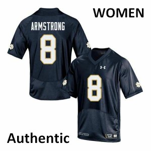 Women Notre Dame #8 Jafar Armstrong Navy Authentic Football Jerseys 206304-153