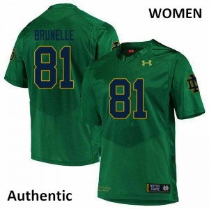 Womens Notre Dame Fighting Irish #81 Jay Brunelle Green Authentic Stitched Jersey 794360-815