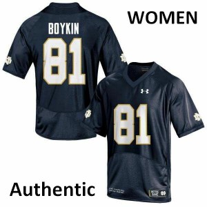 Womens University of Notre Dame #81 Miles Boykin Navy Blue Authentic Player Jersey 429647-546