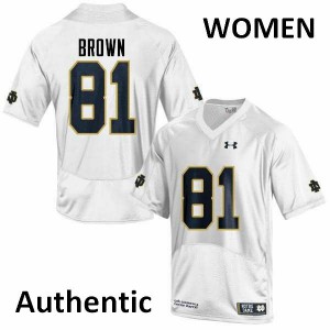 Women University of Notre Dame #81 Tim Brown White Authentic High School Jersey 906799-170