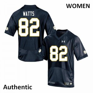 Womens Irish #82 Xavier Watts Navy Authentic NCAA Jerseys 375423-363