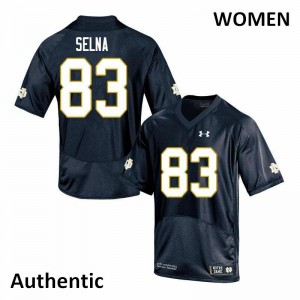 Women's University of Notre Dame #83 Charlie Selna Navy Authentic Stitch Jerseys 654266-621
