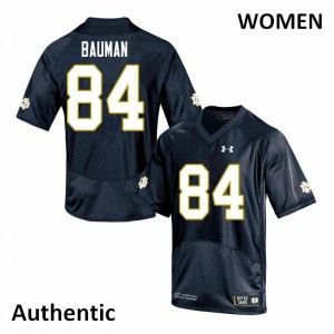 Women Notre Dame Fighting Irish #84 Kevin Bauman Navy Authentic Stitched Jersey 202416-899