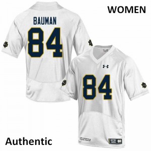 Women's Irish #84 Kevin Bauman White Authentic High School Jersey 941194-431