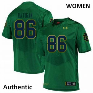 Women's Notre Dame #86 Conor Ratigan Green Authentic High School Jerseys 780639-267