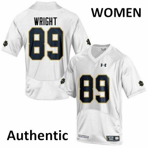 Womens University of Notre Dame #89 Brock Wright White Authentic High School Jerseys 100520-682