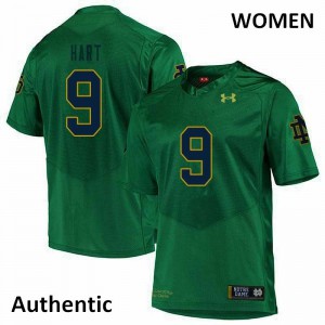 Womens UND #9 Cam Hart Green Authentic University Jerseys 874498-553