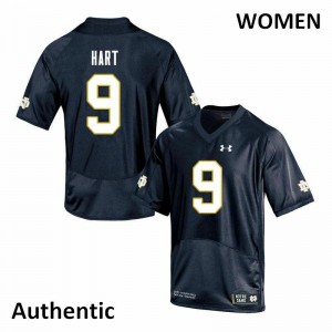 Womens Notre Dame Fighting Irish #9 Cam Hart Navy Authentic Player Jersey 460968-472