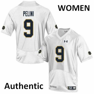 Women's Notre Dame #9 Patrick Pelini White Authentic University Jerseys 354935-193