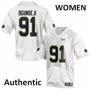 Women Irish #91 Adetokunbo Ogundeji White Authentic Football Jerseys 870035-602