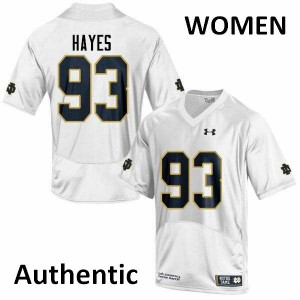 Women Notre Dame #93 Jay Hayes White Authentic Official Jerseys 389911-931