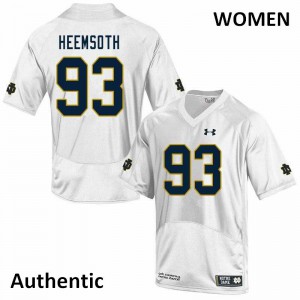 Women's Notre Dame #93 Zane Heemsoth White Authentic Official Jersey 111431-789