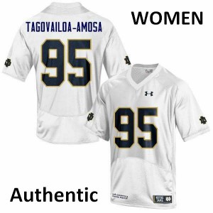 Women's University of Notre Dame #95 Myron Tagovailoa-Amosa White Authentic Alumni Jerseys 266905-238