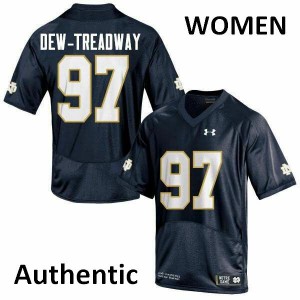 Women's Notre Dame #97 Micah Dew-Treadway Navy Blue Authentic Football Jersey 824311-856